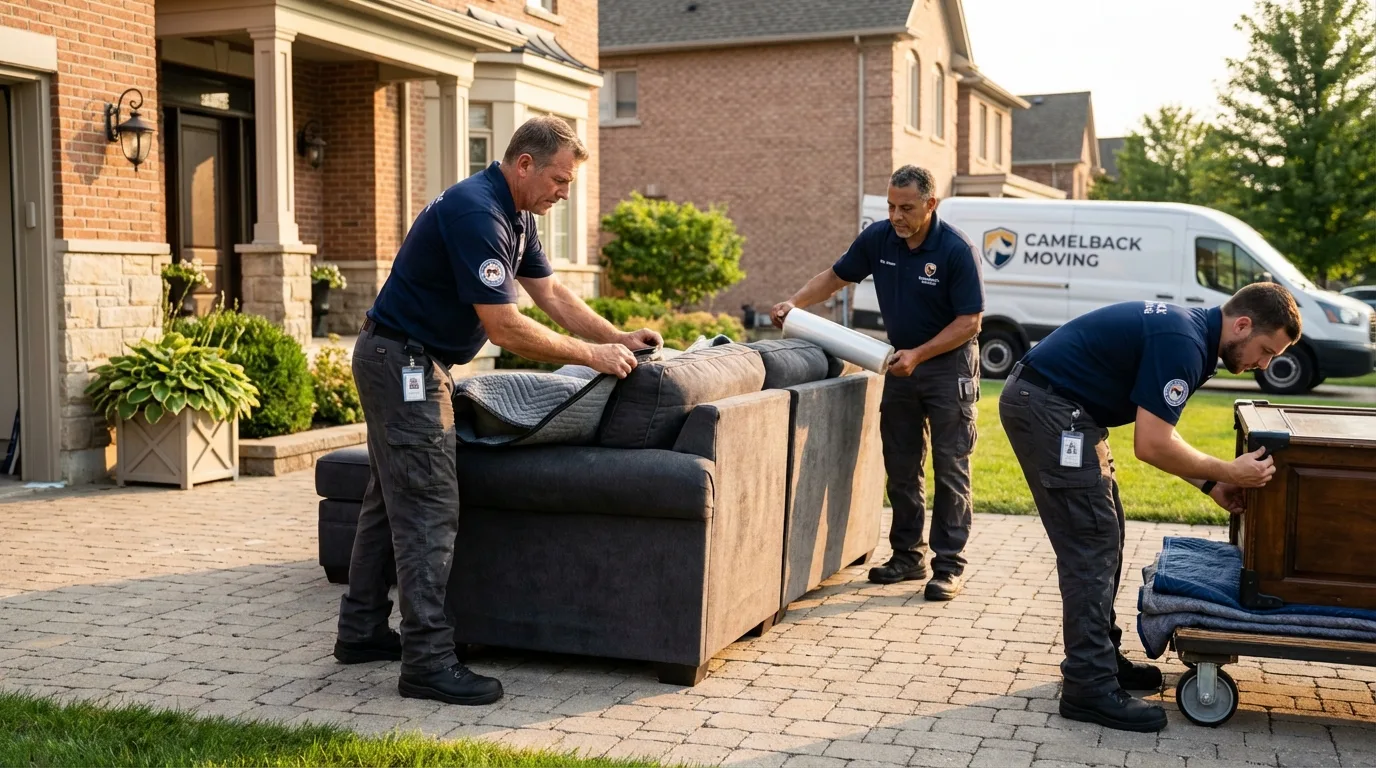 Large estate moving crew wrapping furniture in Poplarville, MS