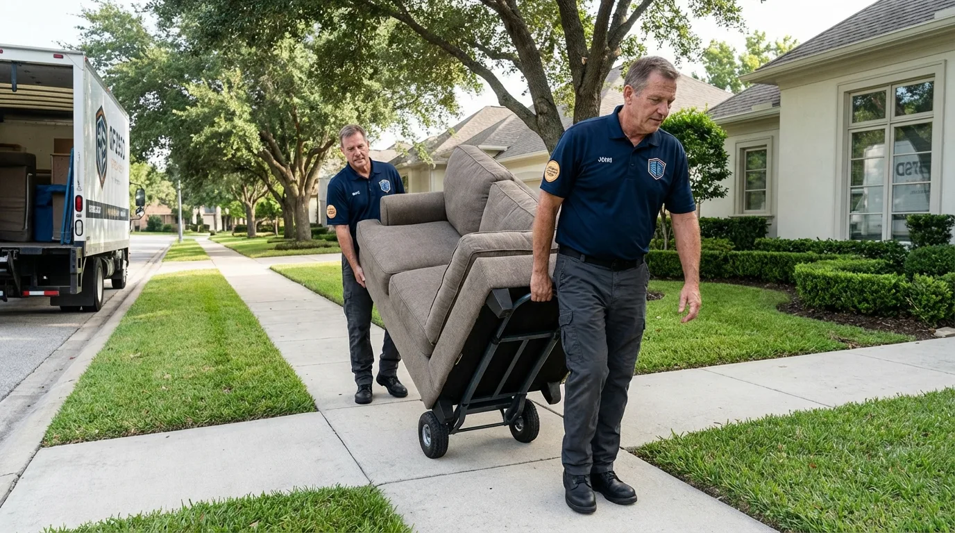 Local residential moving crew loading furniture in Poplarville, MS